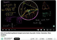 Area of Inscribed Equilateral Triangle (Some Basic Trig Used) Instructional Video