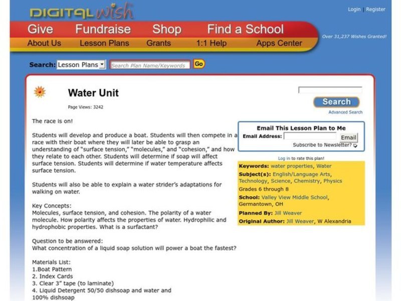 Water Unit Lesson Plan
