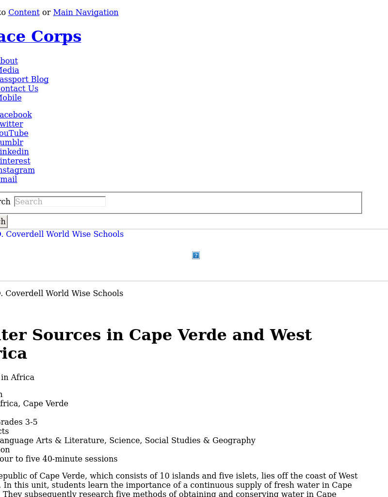 Water Sources in Cape Verde and West Africa Lesson Plan