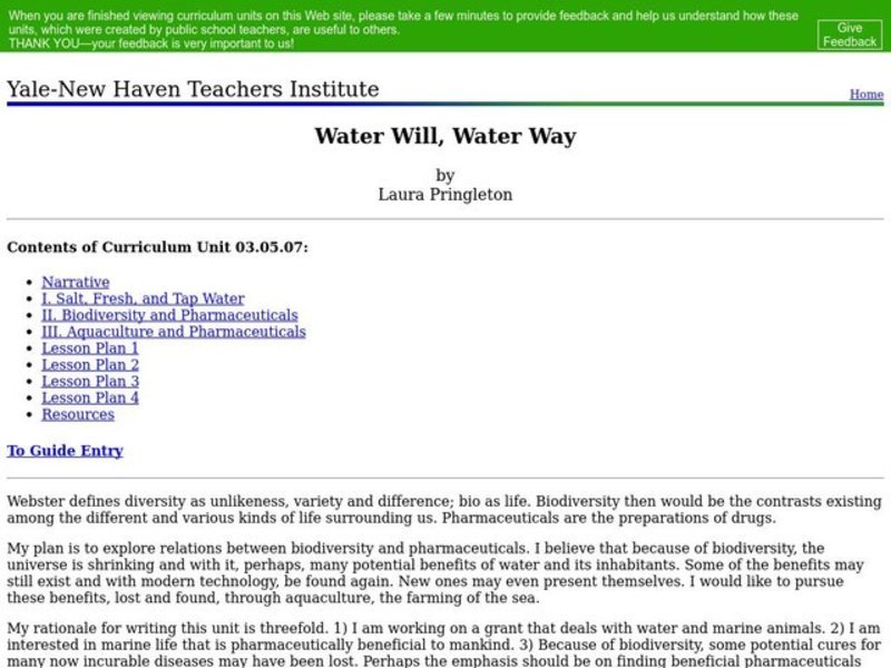 Water Will, Water Way Lesson Plan