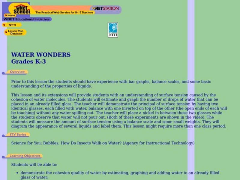 Water Wonders Lesson Plan