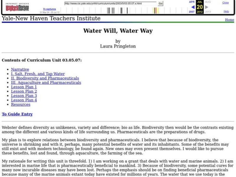 Water Will, Water Way Lesson Plan