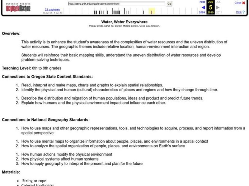 Water, Water Everywhere Lesson Plan