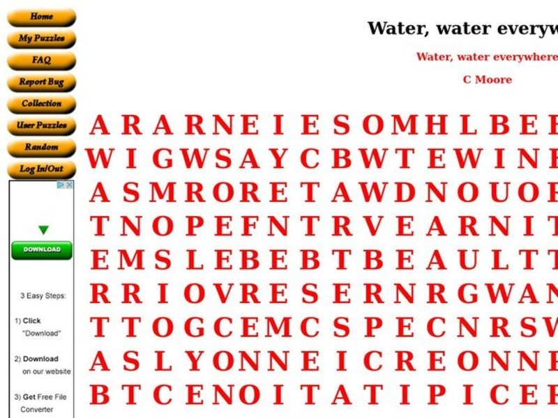 Water, water everywhere Worksheet