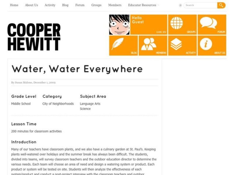 Water, Water Everywhere Lesson Plan