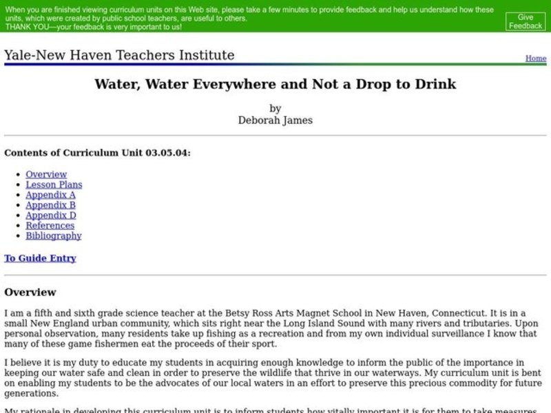 Water, Water Everywhere and Not a Drop to Drink Lesson Plan