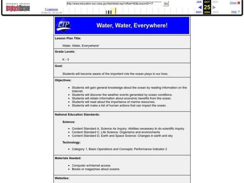 Water, Water, Everywhere! Lesson Plan