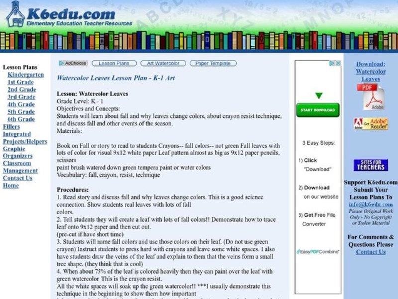 Watercolor Leaves Lesson Plan