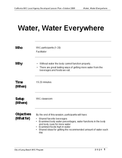 Water, Water Everywhere Lesson Plan