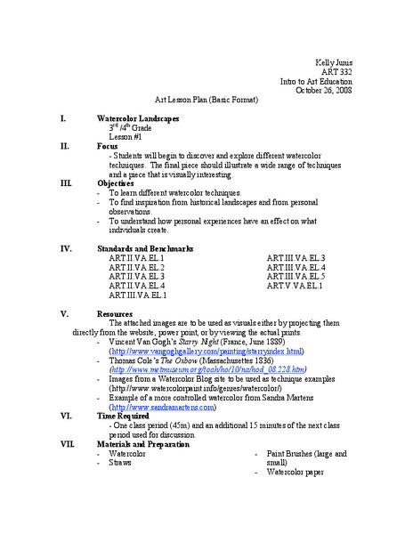 Watercolor Landscapes Lesson Plan