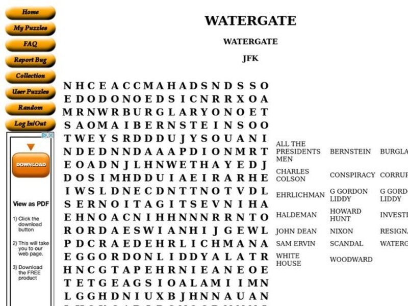 Watergate Worksheet