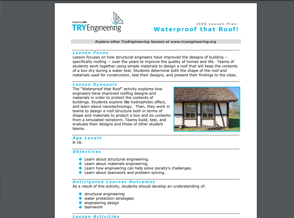 Waterproof that Roof! Lesson Plan