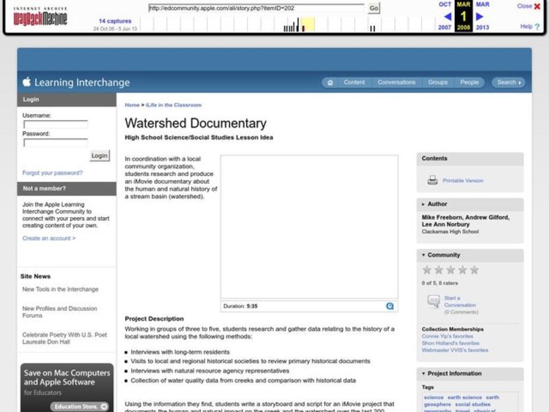 Watershed Documentary Lesson Plan