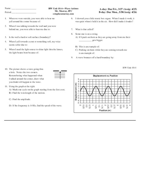 Wave Action Worksheet