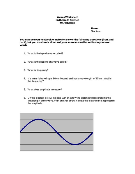 Waves Worksheet Worksheet