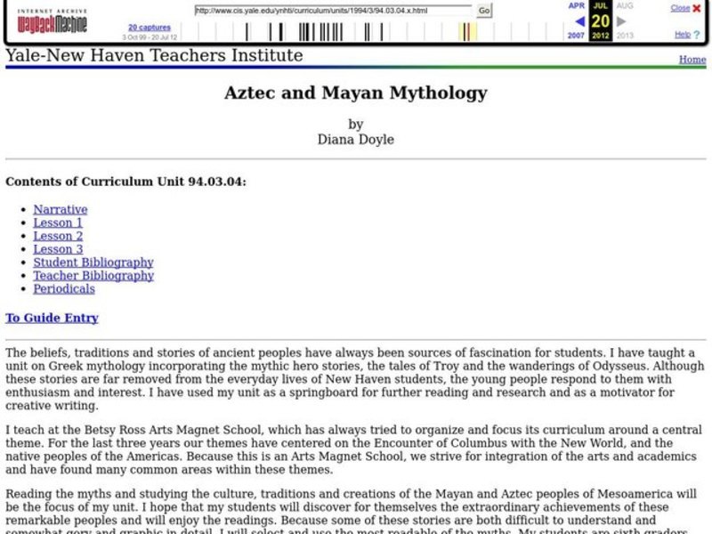 Aztec and Mayan Mythology Unit Plan