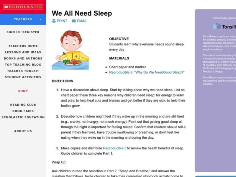 We All Need Sleep Lesson Plan