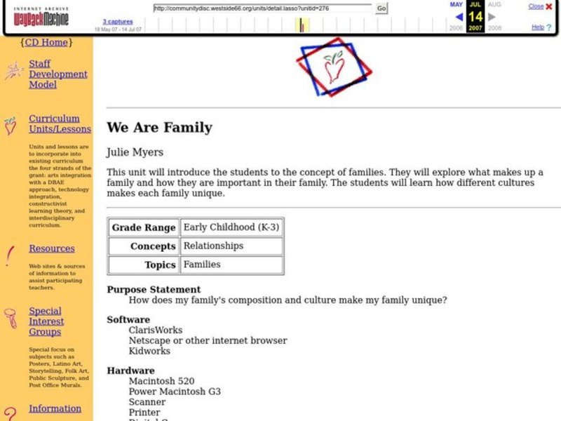 We Are Family Lesson Plan
