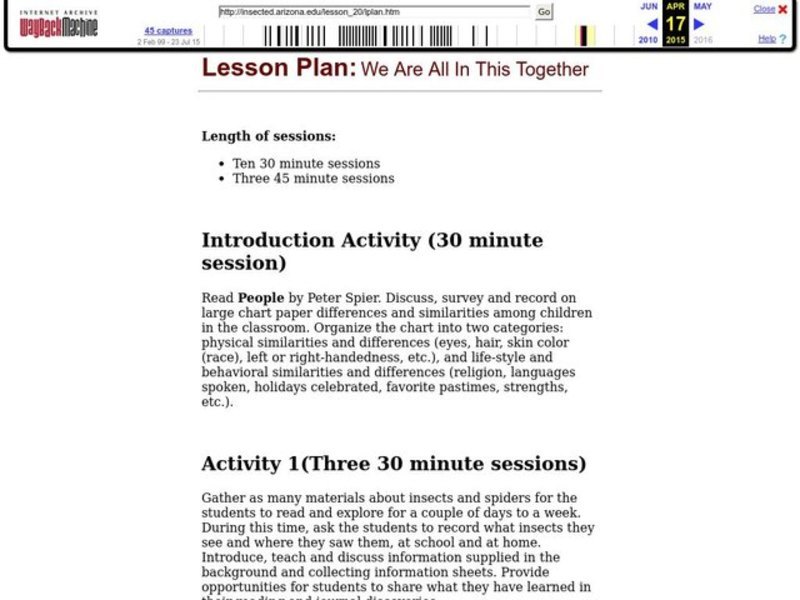 We Are All In This Together Lesson Plan