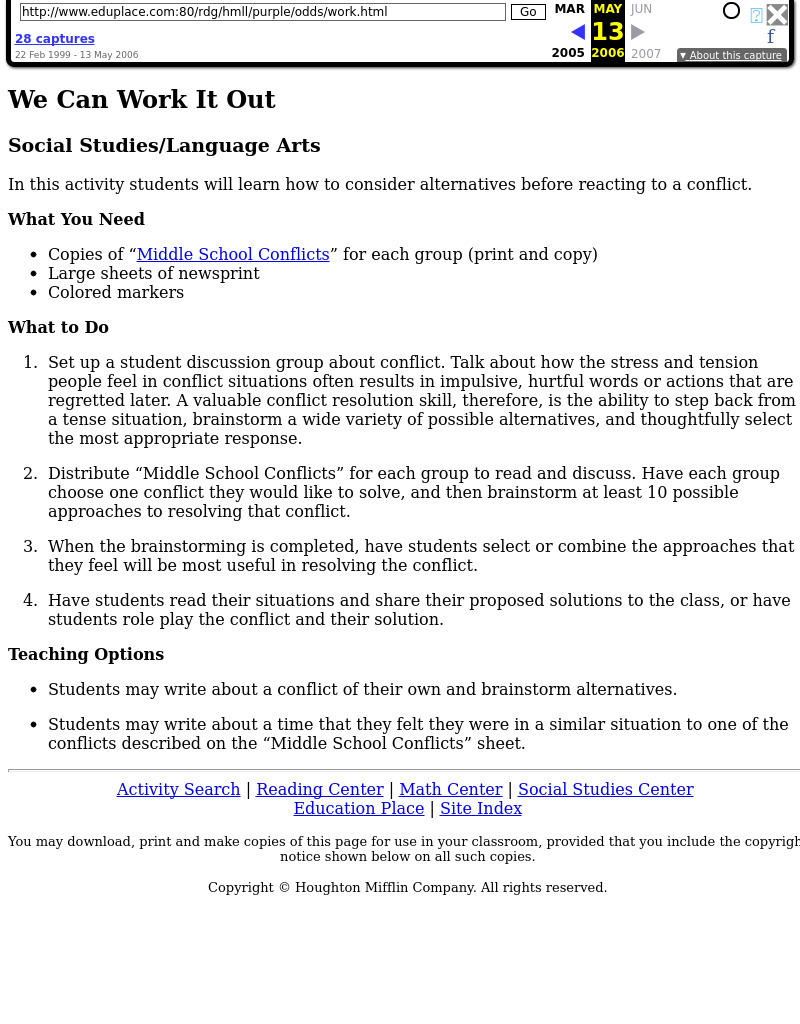 We Can Work It Out Activity