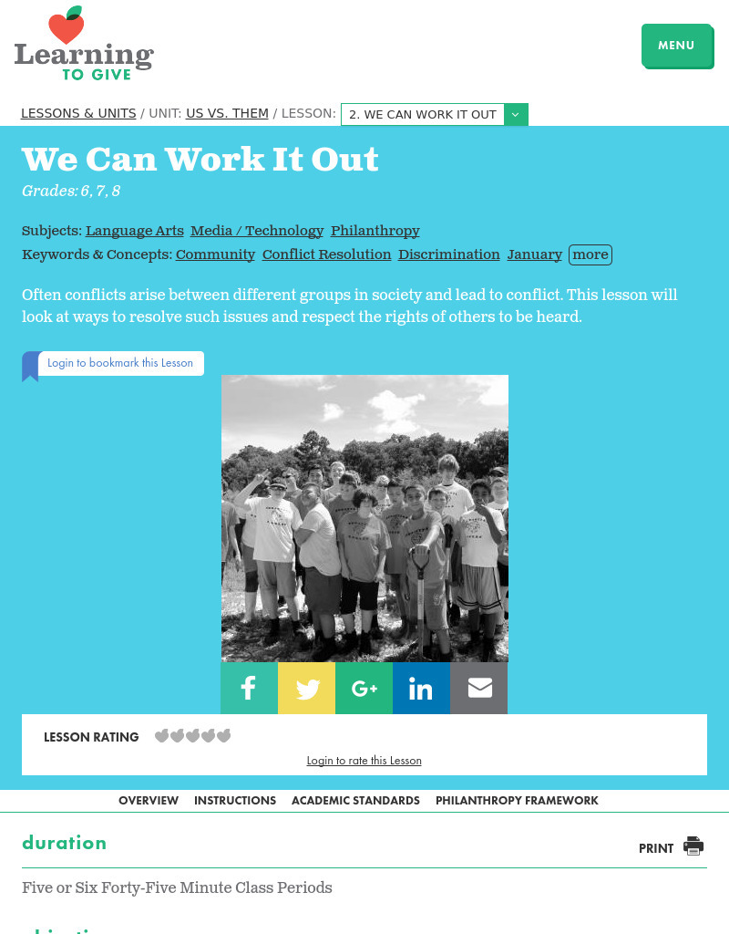 We Can Work It Out Lesson Plan