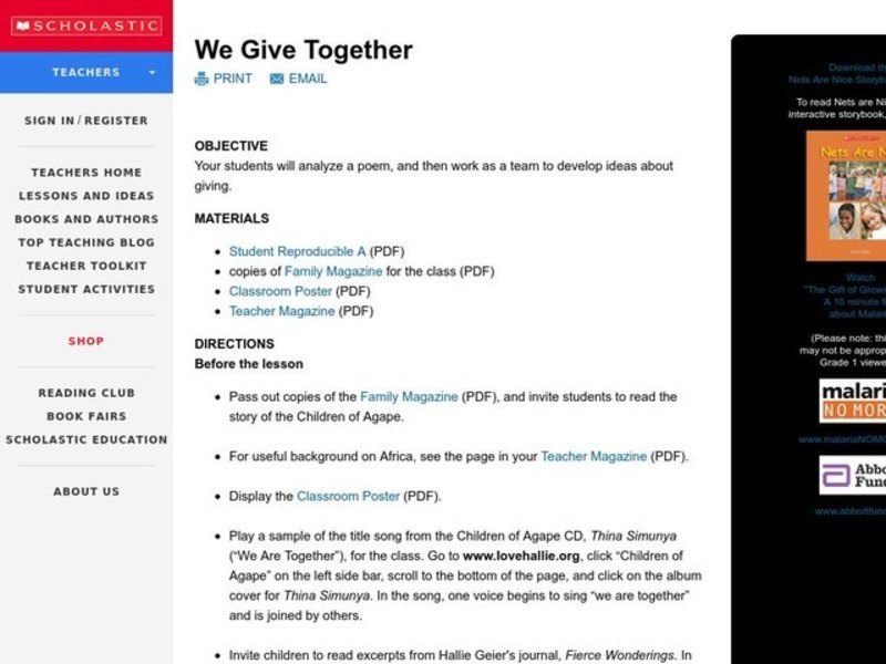 We Give Together Lesson Plan