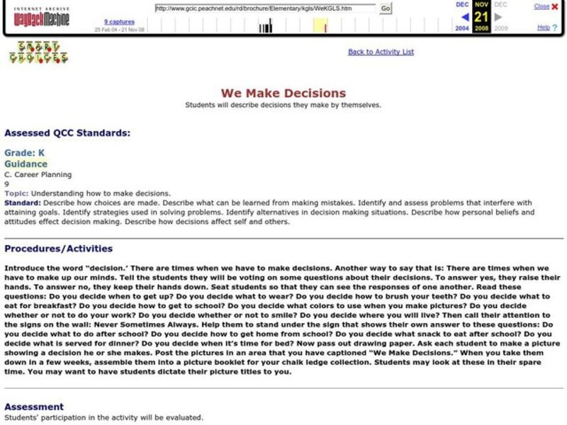 We Make Decisions Lesson Plan