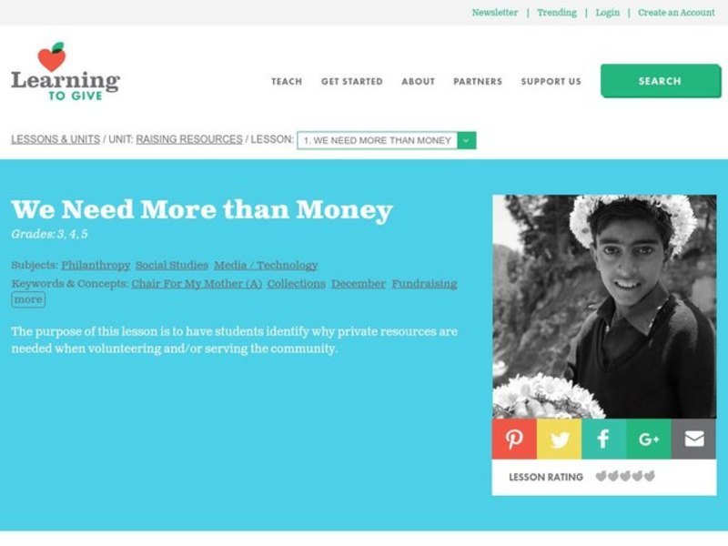 We Need More Than Money Lesson Plan