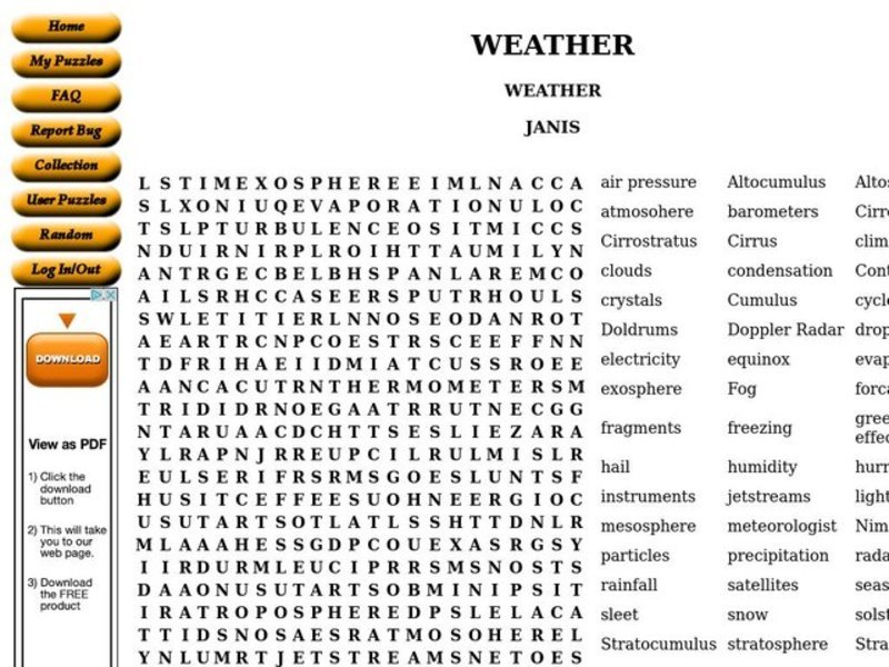 Weather Worksheet