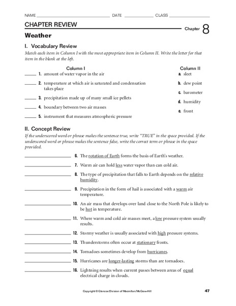 Weather Worksheet