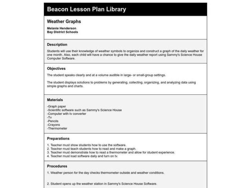 Weather Graphs Lesson Plan