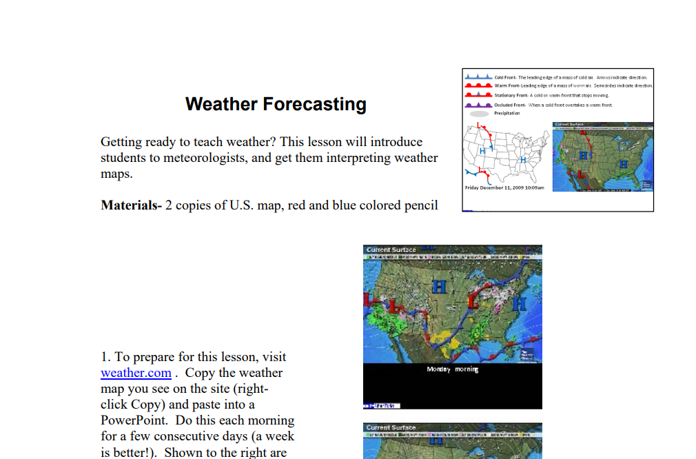 Weather Forecasting Lesson Plan