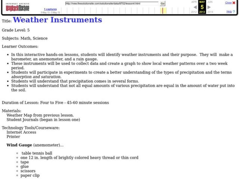 Weather instruments Lesson Plan