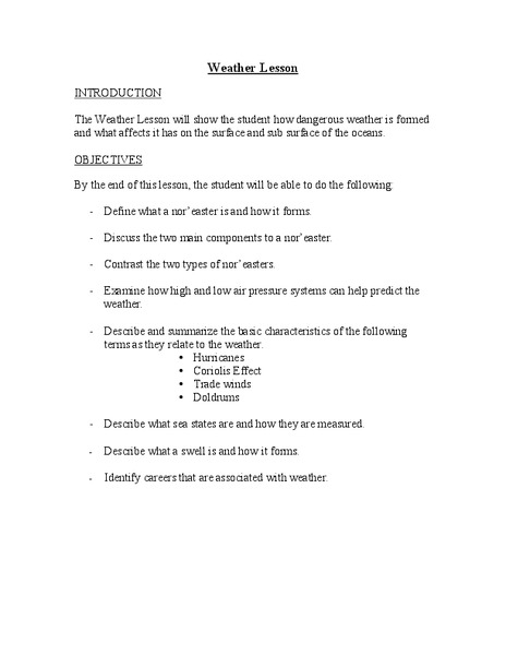 Weather Lesson Lesson Plan