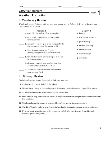 Weather Prediction Worksheet
