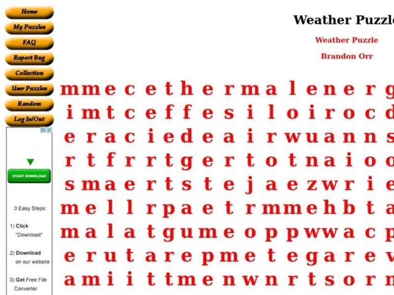 Weather Puzzle Worksheet