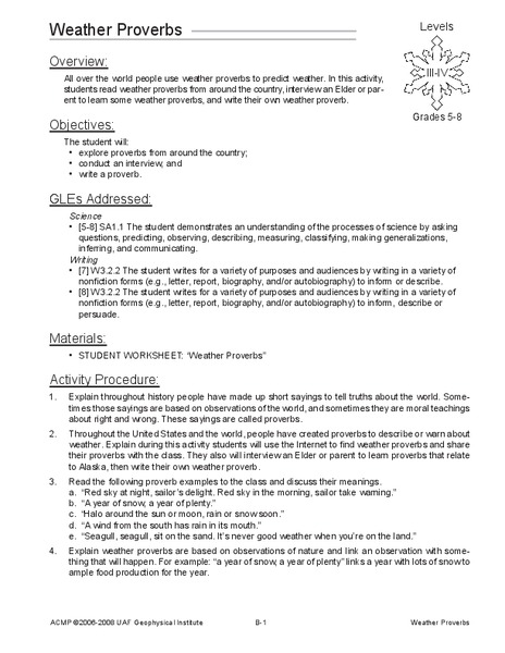 Weather Proverbs Lesson Plan