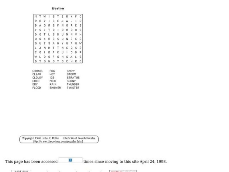 Weather Puzzle Worksheet
