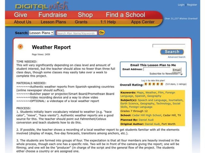 Weather Report Lesson Plan