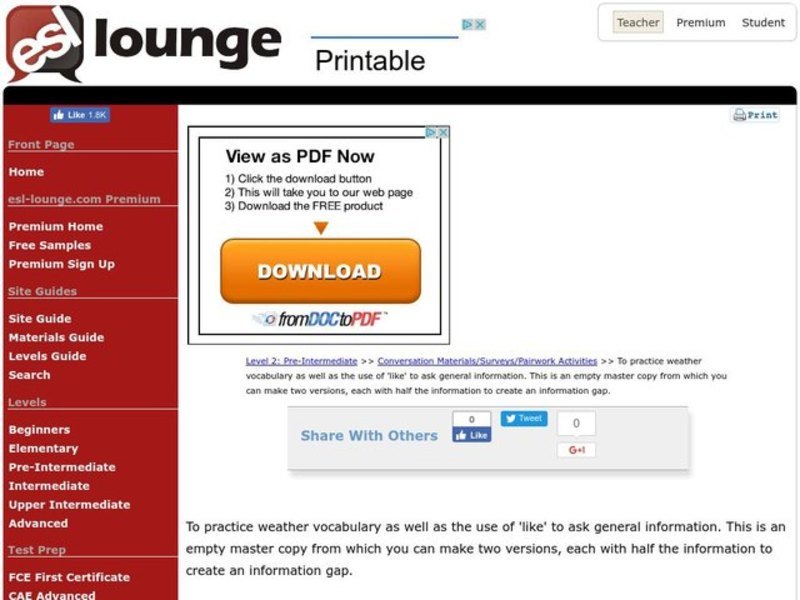 Weather Research Worksheet