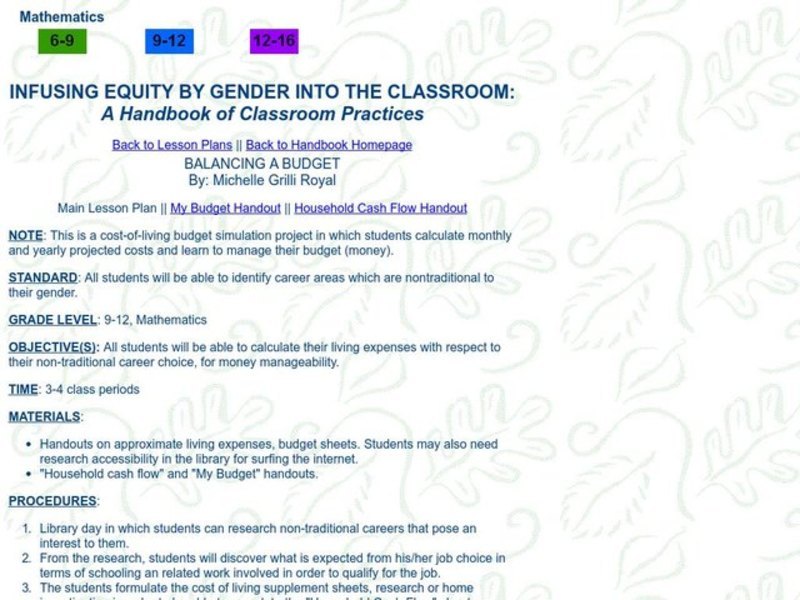 Balancing a Budget Lesson Plan