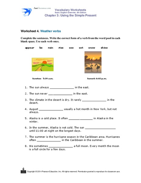 Weather Verbs Worksheet