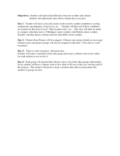 Weather Versus Climate Lesson Plan