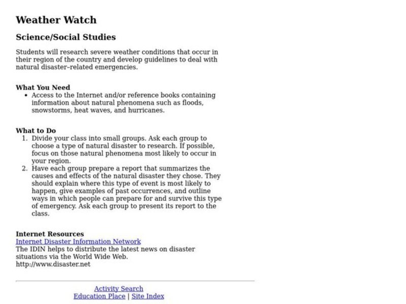Weather Watch Lesson Plan
