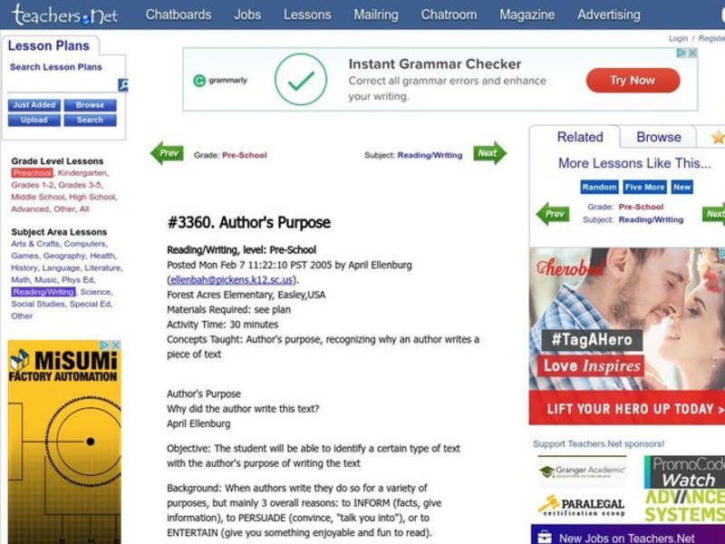 Author's Purpose Lesson Plan