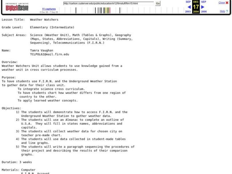 Weather Watchers Lesson Plan