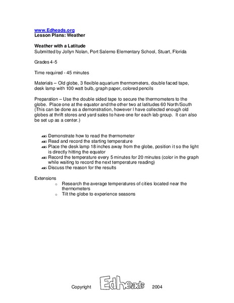Weather With a Latitude Lesson Plan