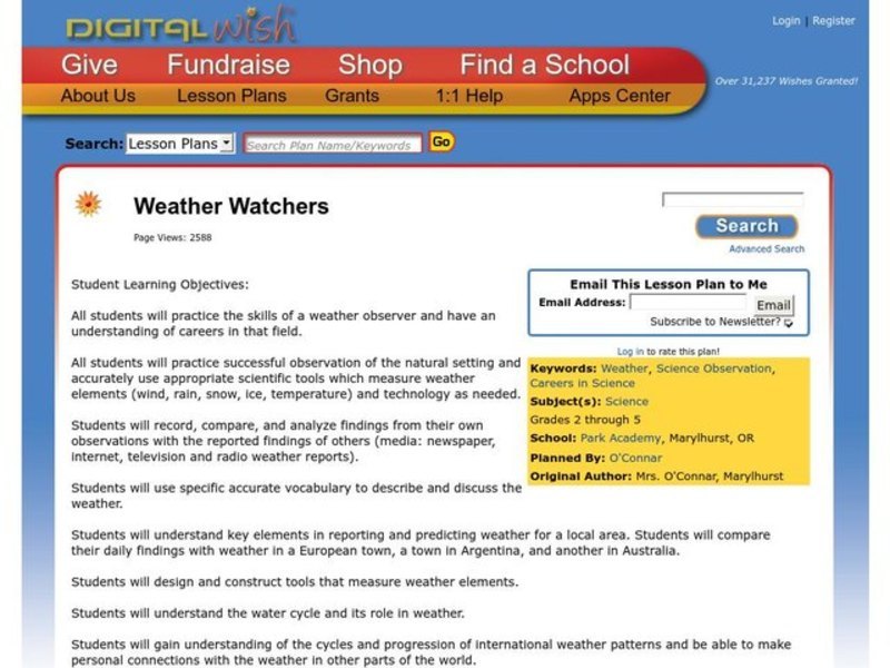 Weather Watchers Lesson Plan