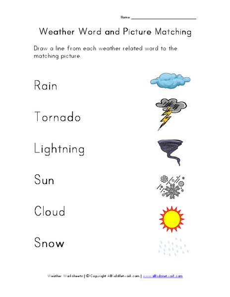 Weather Word and Picture Matching Worksheet