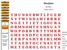 Weather Word Search Worksheet